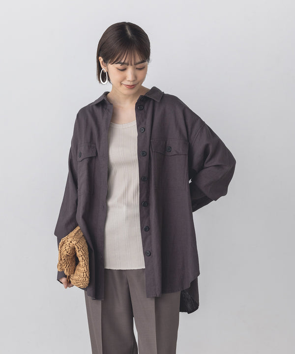【WEB限定】着回し力と素材感が魅力のフレンチリネンブレンド 長袖ビッグシャツ