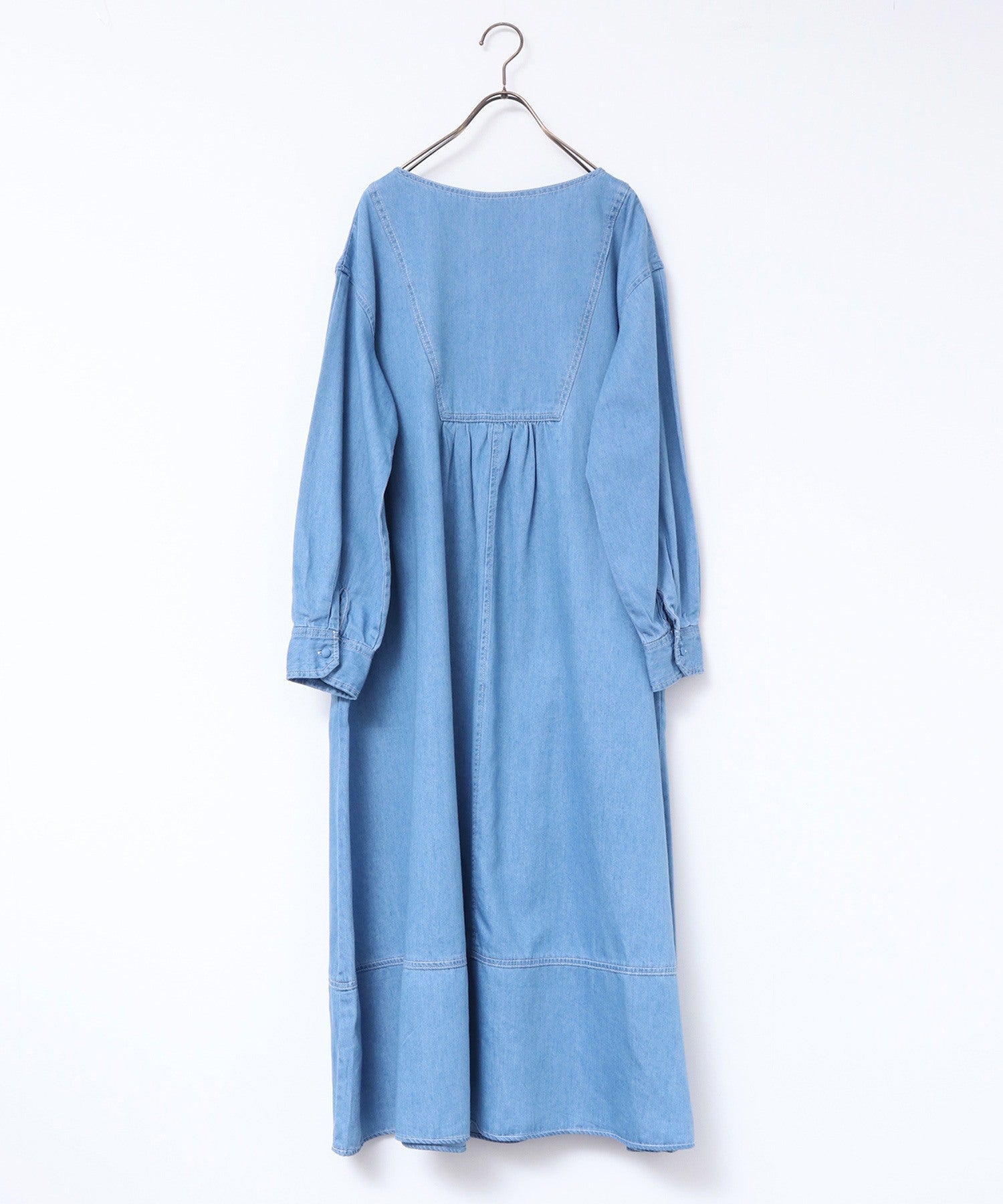 WEB限定】デニムロング丈フレアワンピース