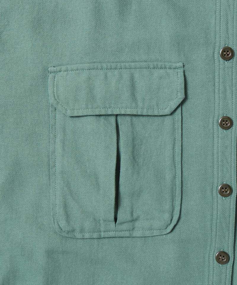 デザインポケットシャツワンピース | オールシーズン コットン 長袖 サンドウォッシュ ユーズドライク
