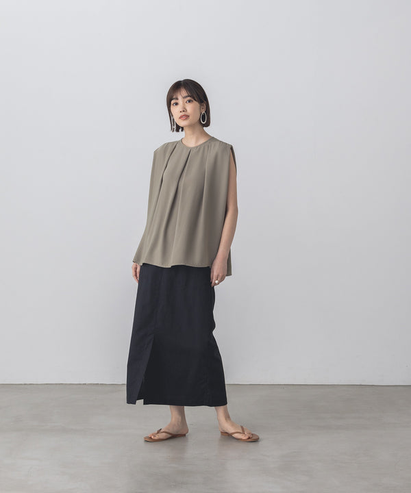 無地 フレンチリネン タイトスカート