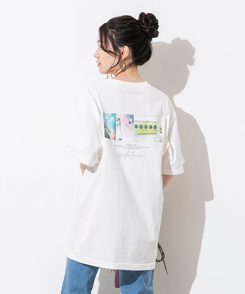 ロゴ&フォトプリント半袖Tシャツ