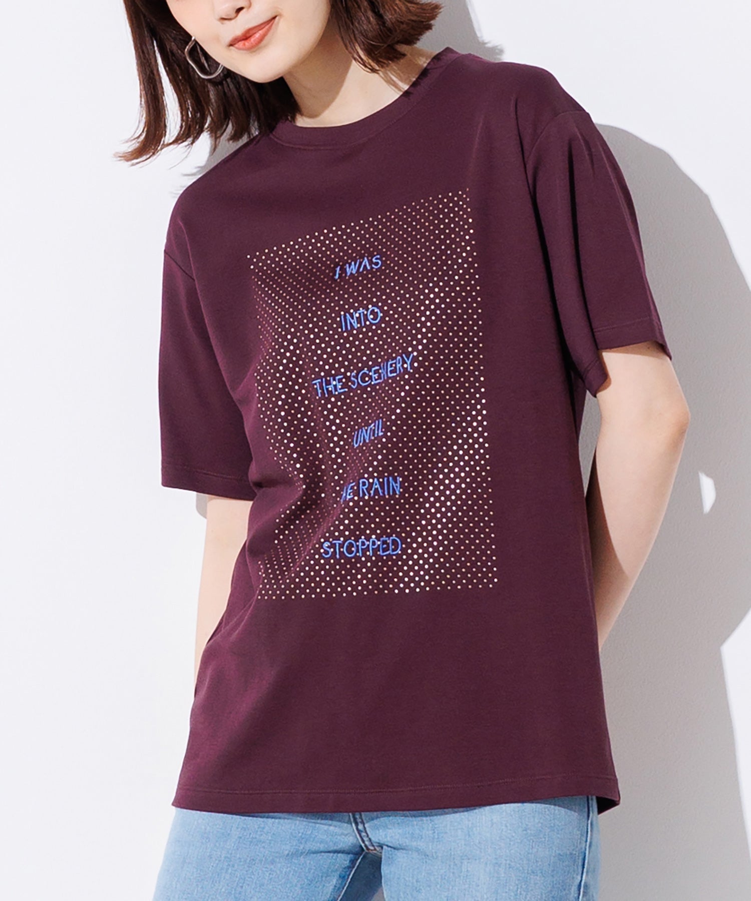 箔ドット×刺繍半袖Tシャツ