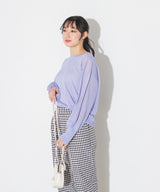 無地 パフスリーブ シアーニット